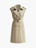 Chicmy-Sleeveless Belted Long Trench Coat