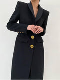 Chicmy-Tweed Button Slit Wool Long Coat