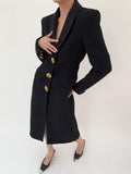 Chicmy-Tweed Button Slit Wool Long Coat