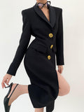 Chicmy-Tweed Button Slit Wool Long Coat