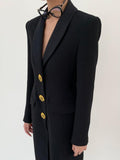 Chicmy-Tweed Button Slit Wool Long Coat