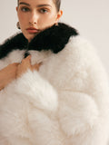 Chicmy-Contrast Collar Faux Fur Coat