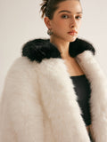 Chicmy-Contrast Collar Faux Fur Coat