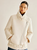 Chicmy-Autumn Jackets Outwear Asymmetrical Zipper Fleece Jacket