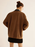 Chicmy-Autumn Jackets Outwear Contrast Collar Suede Jacket