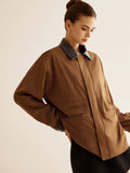 Chicmy-Autumn Jackets Outwear Contrast Collar Suede Jacket