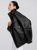 Chicmy-Autumn Jackets Outwear Asymmetrical Zipper Faux Leather Jacket