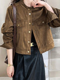 Chicmy-Winter Outfits Christmas Thanksgiving Gift New Year's Eve Outfits Streetwear Fashion Suede Button Short Jacket