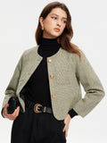 Chicmy-Winter Outfits Christmas Thanksgiving Gift New Year's Eve Outfits Streetwear Fashion Round Neck Pockets Tweed Jacket