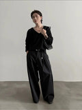 Chicmy- Belt Loops Wide-Leg High-Waist Pants