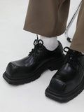 Chicmy- Black Square Toe Leather Shoes