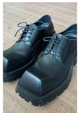 Chicmy- Black Square Toe Leather Shoes