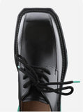 Chicmy- Black Square Toe Leather Shoes