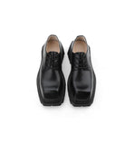 Chicmy- Black Square Toe Leather Shoes