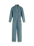 Chicmy- Blue Long-sleeved Denim Jumpsuit