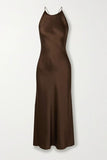 Chicmy-Thanksgiving Cyber Monday Christmas Simple A Line Spaghetti Straps Long Silk Satin Brown Prom Dresses Evening Dress C2998