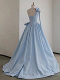 Chicmy-Cyber Monday Christmas party outfits Elegant Ball Gown One Shoulder Light Sky Blue Satin Flowers Long Prom Dress Evening Dress C3232