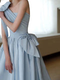 Chicmy-Cyber Monday Christmas party outfits Elegant Ball Gown One Shoulder Light Sky Blue Satin Flowers Long Prom Dress Evening Dress C3232