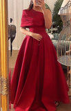 Chicmy-Cyber Monday Christmas party outfits Classy A line One Shoulder Half Sleeves Red Long Party Dress Prom Dresses Evening Dress C3316