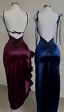 Chicmy-Cyber Monday Christmas party outfits Vintage Mermaid Spaghetti Straps Custom Silk Satin Blue Long Prom Dresses C730