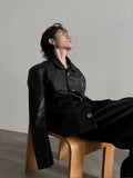 Chicmy- Classic Button Closure Leather Jacket