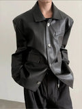 Chicmy- Classic Button Closure Leather Jacket