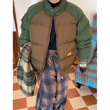 ChicMy-Fall Outfits -Autumn/Winter Coat Jacket INS Style Street Fashion Color Block Stand Collar Puffer Jacket