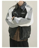 ChicMy-Fall Outfits -Autumn/Winter Coat Jacket INS Style Street Fashion Color-blocked Sporty Leather Jacket