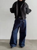 Chicmy- Dark Blue Wide-leg Jeans