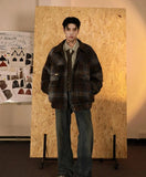 ChicMy-Fall Outfits -Autumn/Winter Coat Jacket INS Style Street Fashion Dark Coffee Plaid Woolen Velvet Jacket