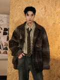 ChicMy-Fall Outfits -Autumn/Winter Coat Jacket INS Style Street Fashion Dark Coffee Plaid Woolen Velvet Jacket