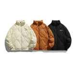 ChicMy-Fall Outfits -Autumn/Winter Coat Jacket INS Style Street Fashion Diamond-shaped Stand Collar Zip Puffer Jacket