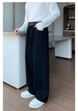 Chicmy- Elastic Waist Wide Leg Straight Jeans