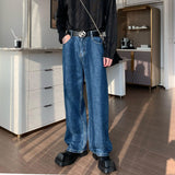 Chicmy- Elastic Waist Wide Leg Straight Jeans