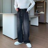 Chicmy- Elastic Waist Wide Leg Straight Jeans