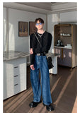 Chicmy- Elastic Waist Wide Leg Straight Jeans