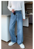 Chicmy- Elastic Waist Wide Leg Straight Jeans