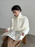 Chicmy- Faux Fur Button-Up Knitwear Sweater