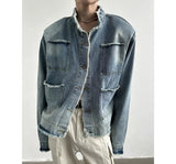 Chicmy- Frayed Button-Up Denim Jacket