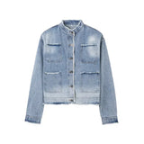 Chicmy- Frayed Button-Up Denim Jacket