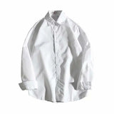 CHICMY-Korean Fashion 2024 Spring All-match Men Shirt Quality Chiffon Button Up Long Sleeve Casual Solid Color Loose Men Dress Shirt