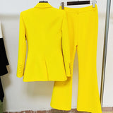 Chicmy-HIGH STREET Newest 2025 Runway Designer Suit Set Women's Single Button Blazer Flare Pants Suit