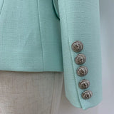 Chicmy-HIGH STREET 2025 Classic Baroque Designer Jacket Women's Metal Lion Buttons Double Breasted Textured Blazer Mint Green