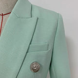 Chicmy-HIGH STREET 2025 Classic Baroque Designer Jacket Women's Metal Lion Buttons Double Breasted Textured Blazer Mint Green