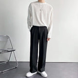 Chicmy-Solid Color Formal Suit Pants Men Korean Fashion Loose Casual Pants Men Harajuku Streetwear Wide-leg Straight-leg Pants Men