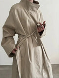 Chicmy- High Collar Belted Trench Coat