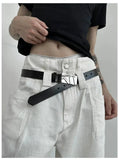 Chicmy- Metal Buckle Sleek Leather Belt