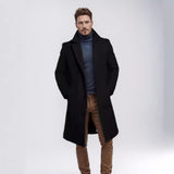 winter outfits men 2024 Coat Men's Mid-Length Solid Color Autumn and Winter Woolen Overcoat Warm Youth Overcoat Jacket