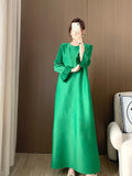 Chicmy-Original Urban Bowknot Tied Sleeves Green Midi Dress