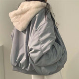 winter outfits men Fleece-lined Thickened Double-Sided Lamb Wool Cotton-Padded Coat Women's Coat Winter Zipper Hooded Cotton-Padded Coat Top